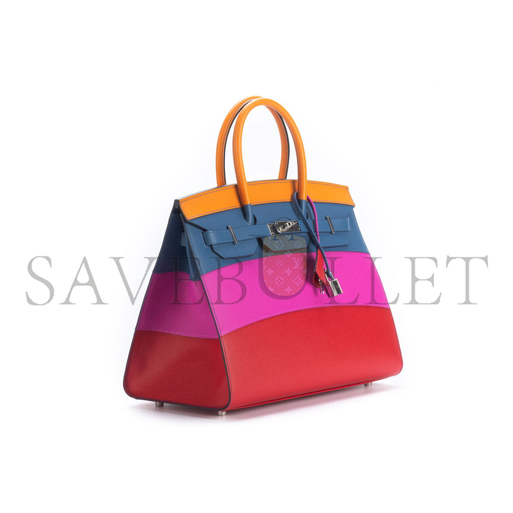 HERMES MASTER BIRKIN 35 EPSOM LEATHER RAINBOW BAG SILVER BUCKLE H028326CK02 (35*28*18cm)